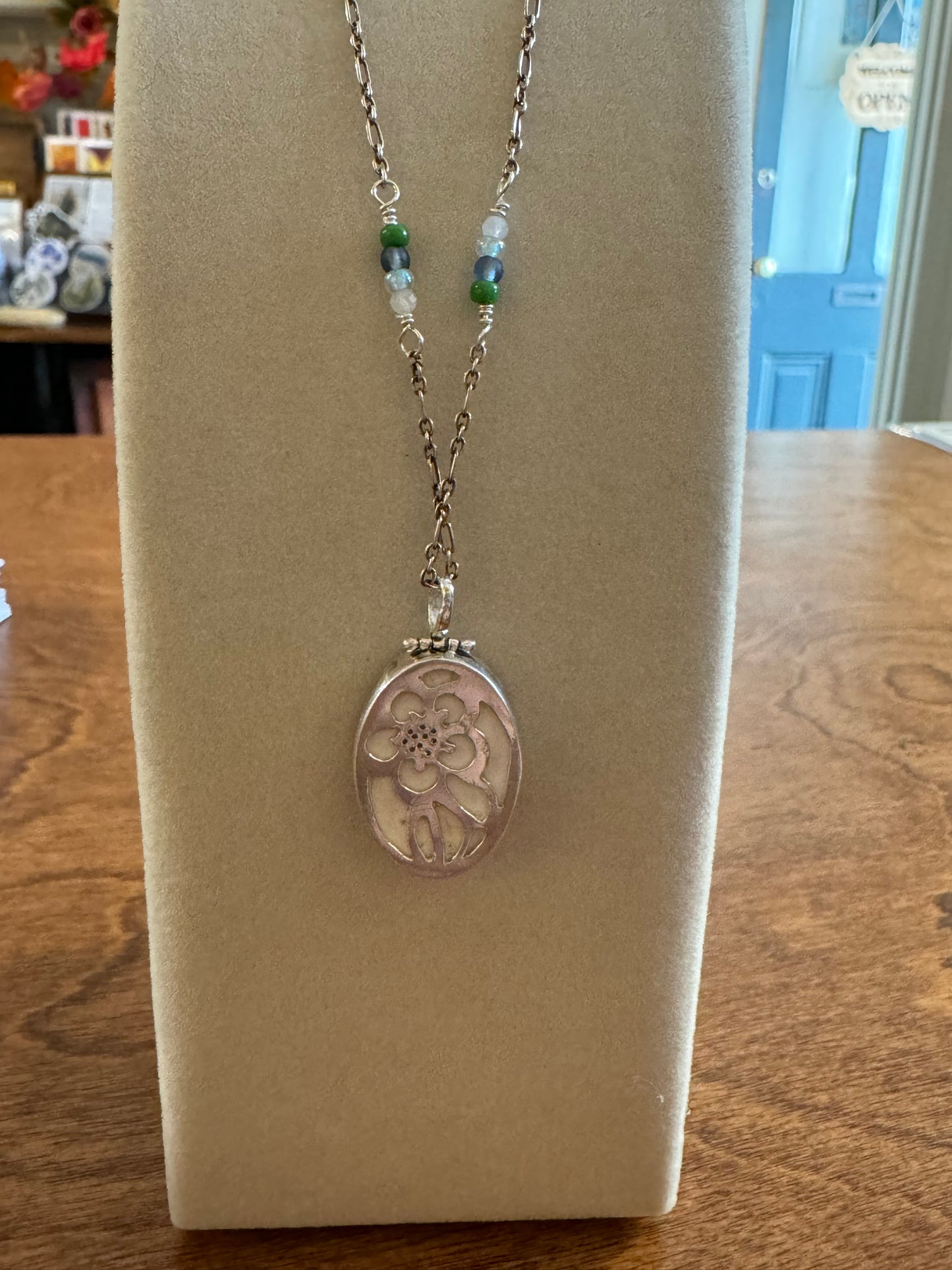 Forget Me Not Porcelain Pendant and Chain