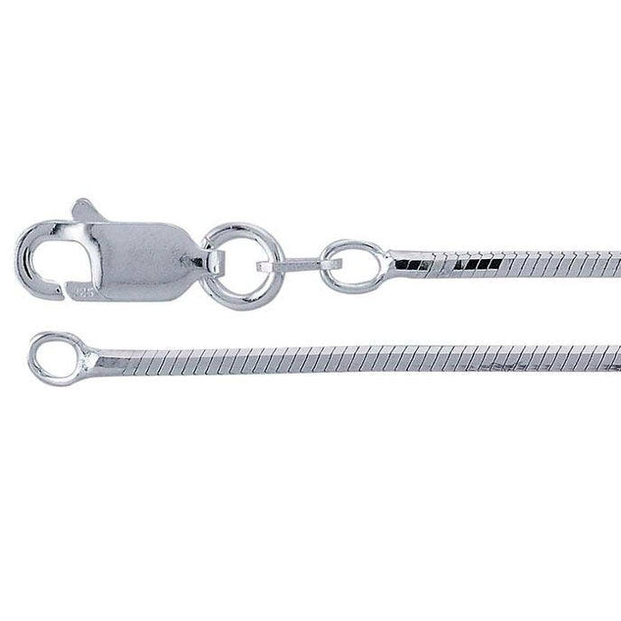 Sterling Silver Rhodium-Plated 1.3mm Eight-Sided Seamed Snake Chain