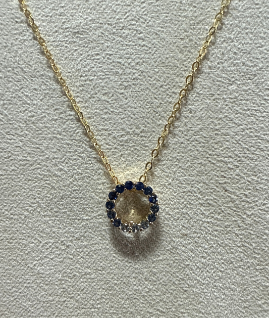 Variegated Sapphire Circle in 10k Yellow Gold