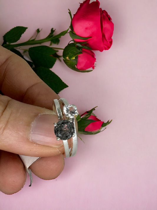 Rutilated Quartz and White Sapphire Ring
