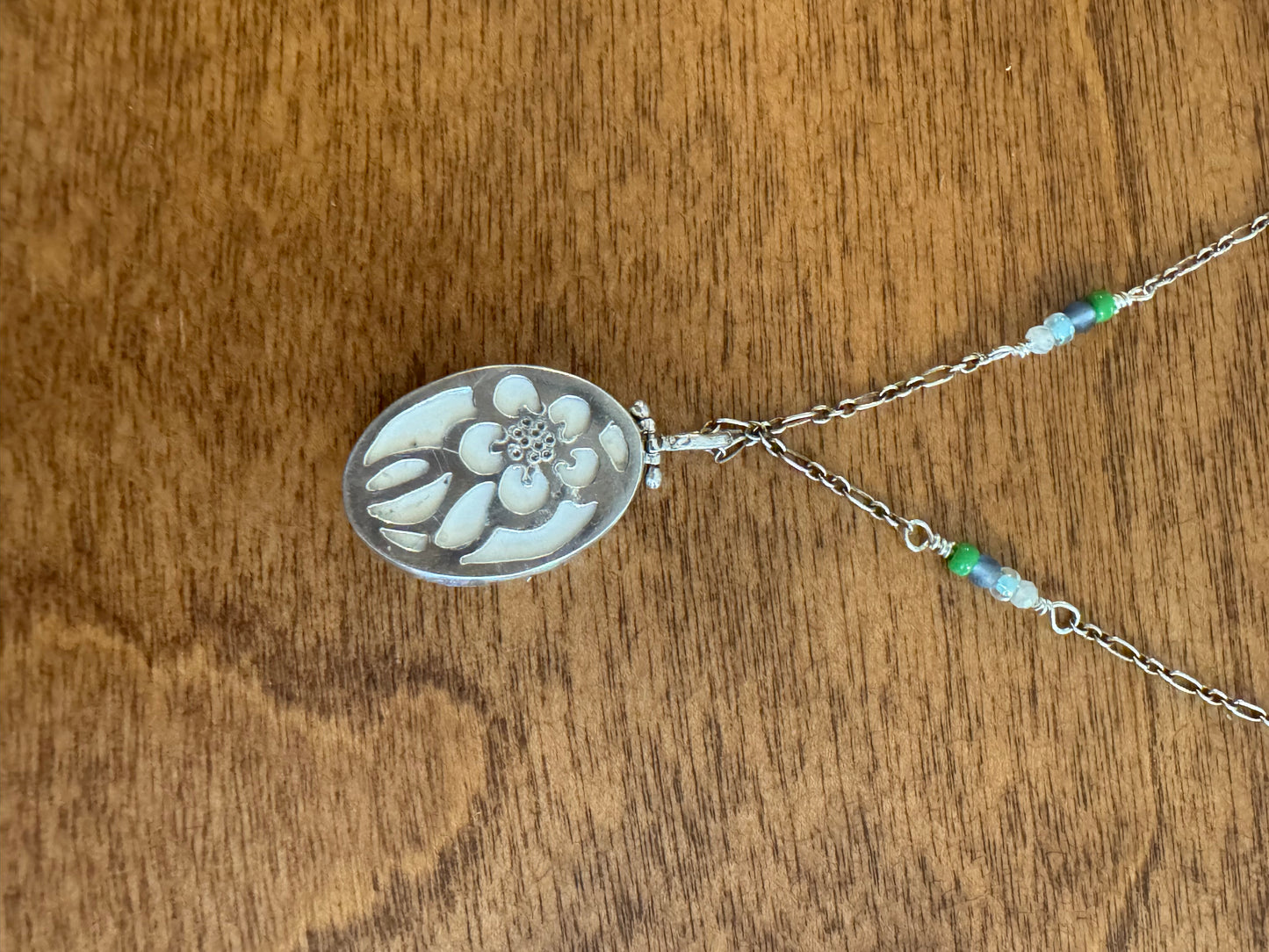 Forget Me Not Porcelain Pendant and Chain