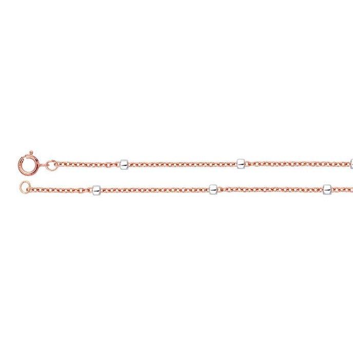14/20 Rose Gold-Filled 1.2mm Cable Chain with Sterling Silver 2.5mm Roundel Beads