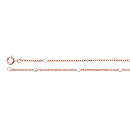14/20 Rose Gold-Filled 1.2mm Cable Chain with Sterling Silver 2.5mm Roundel Beads