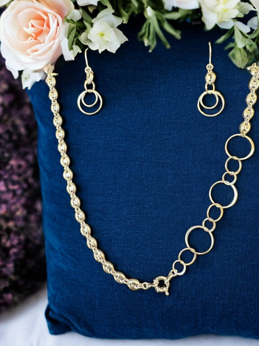 Sterling Silver Anchor Chain and Round Link Set