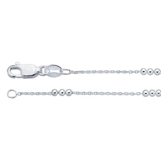 Sterling Silver 1mm Cable Chain with 2mm Beads