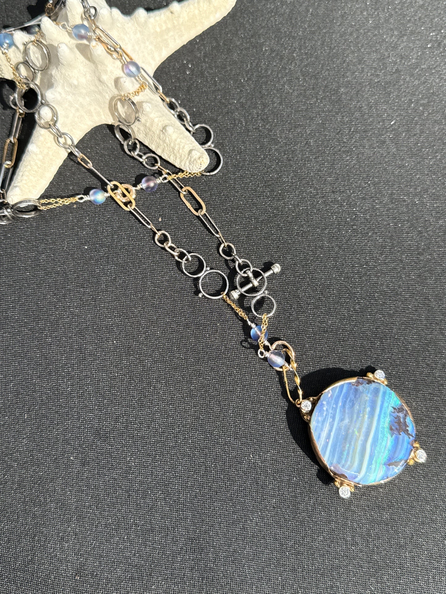 Australian Boulder Opal in 14k