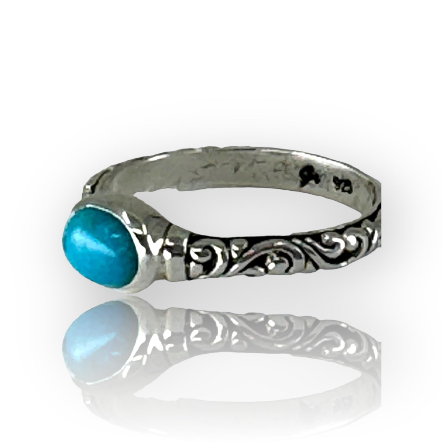 Dainty Sterling and Turquoise Cast Ring