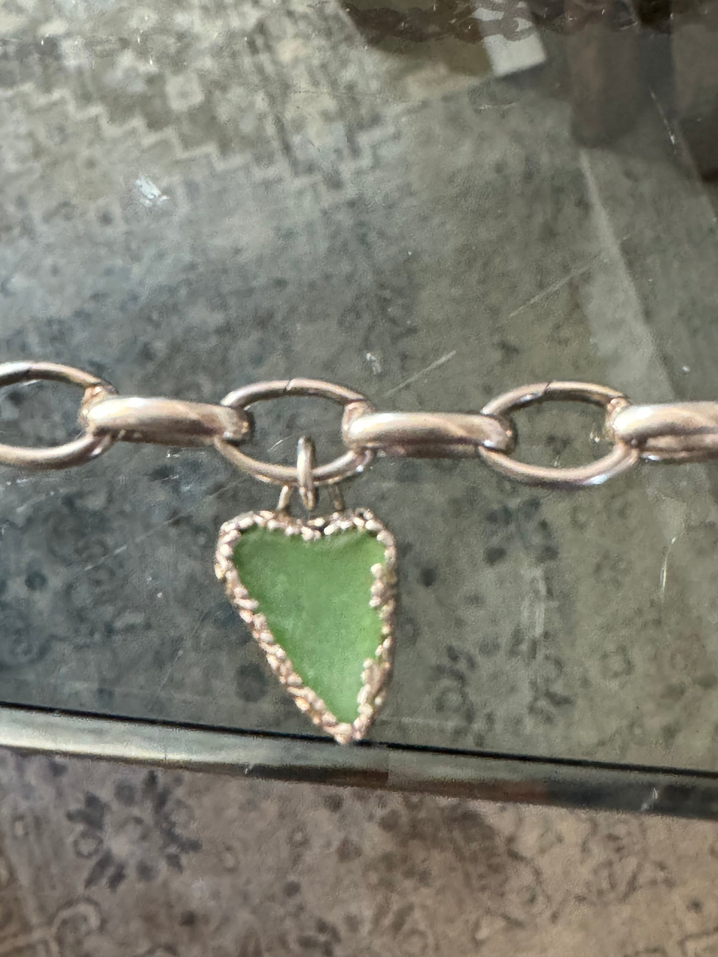 Sea Glass Heart Charm/ Pendant