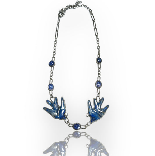 Lapis and Sapphire Bird Necklace