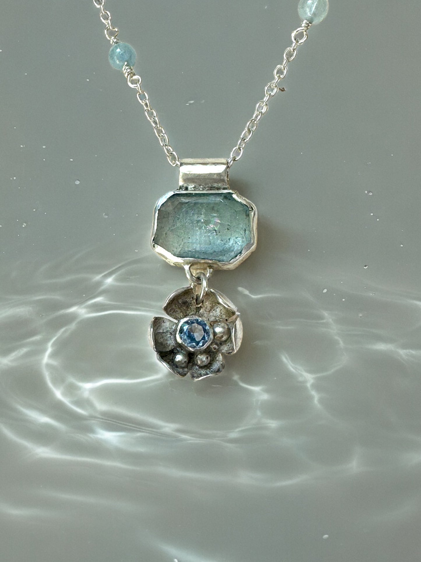 Aquamarine Floral Necklace