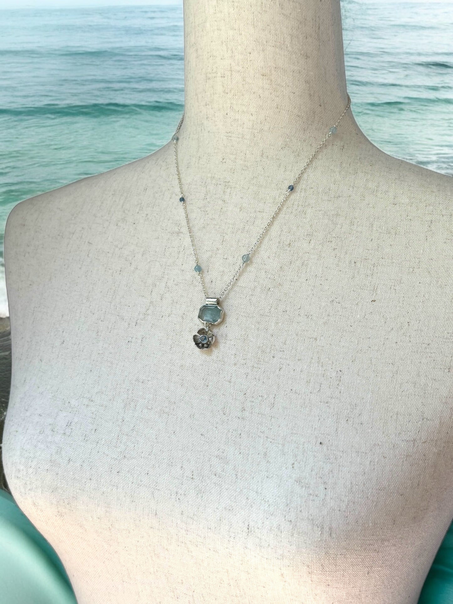 Aquamarine Floral Necklace