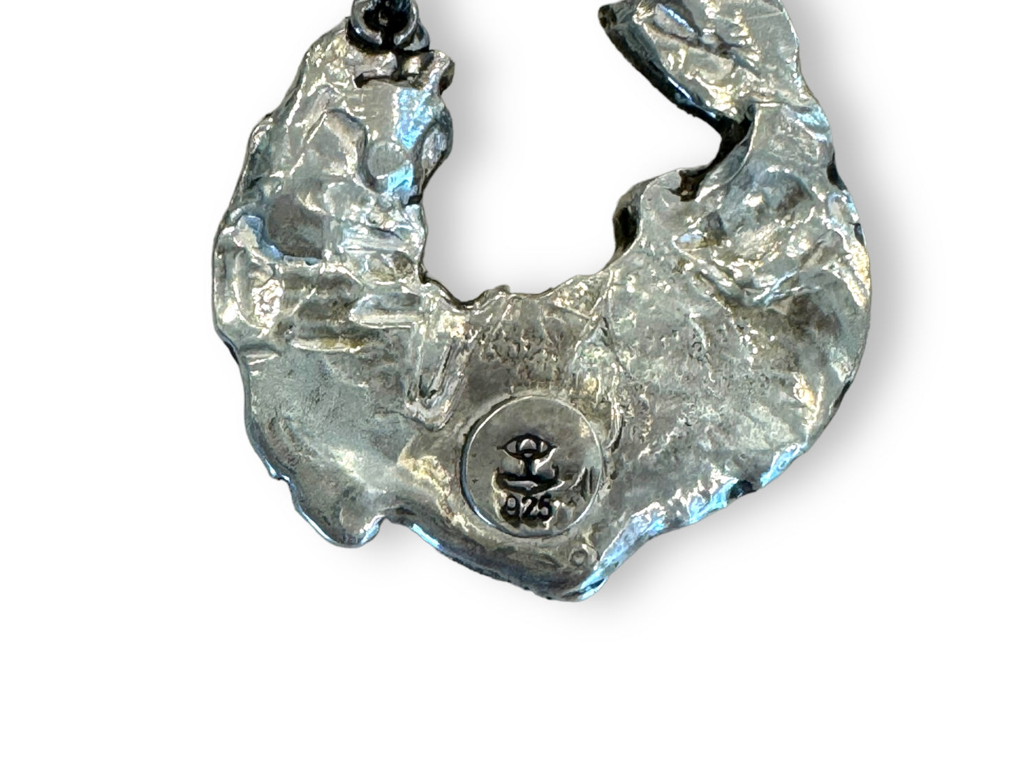 Silver Mermaid, Aquamarine, and Opalized Wood Necklace 