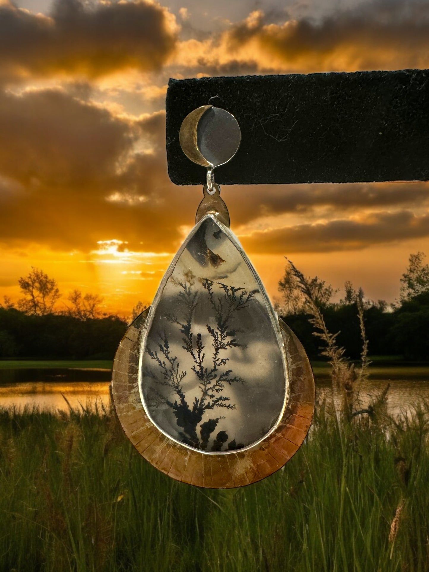 Dendritic Agate Day/Night Earrings