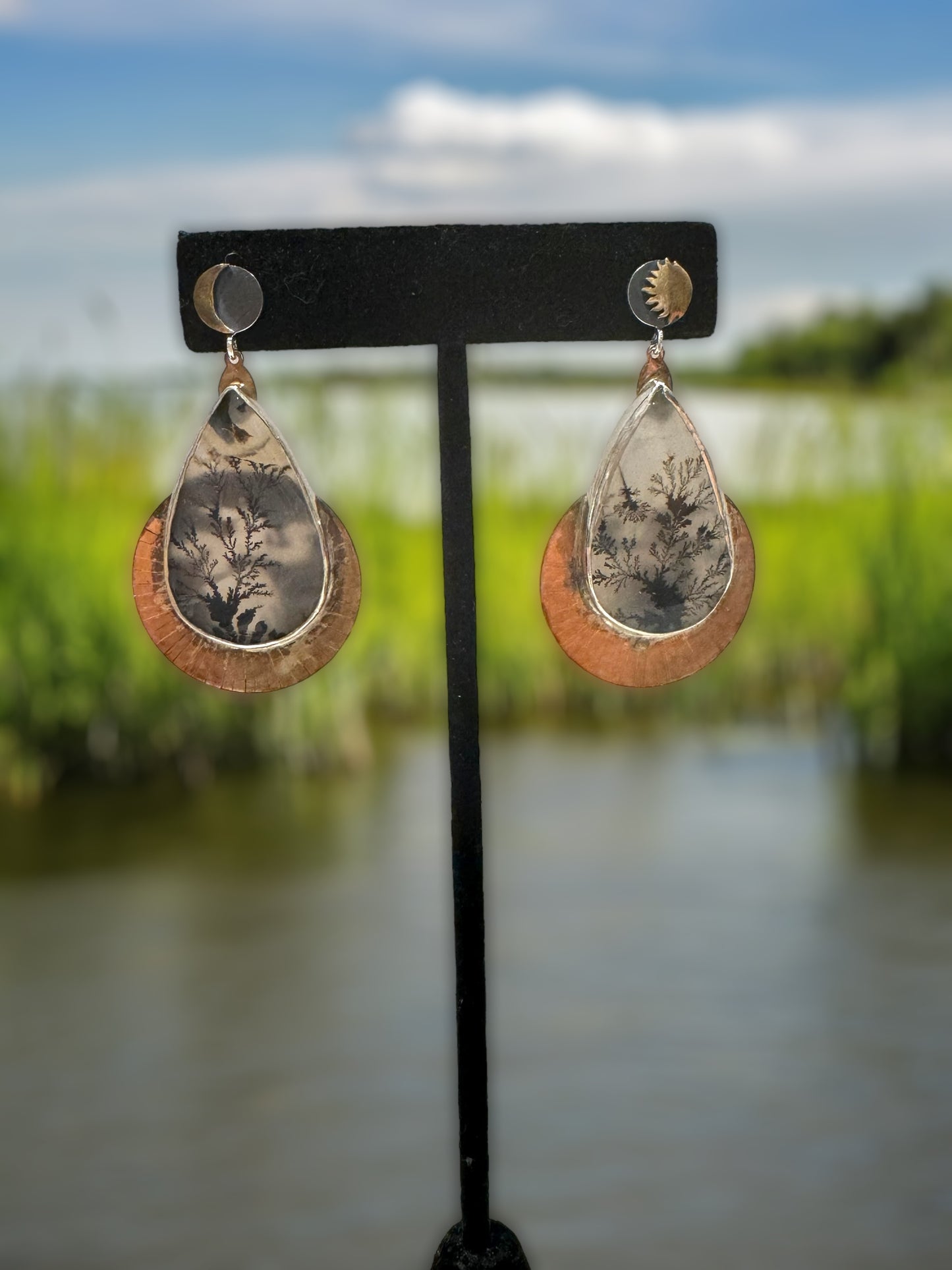 Dendritic Agate Day/Night Earrings