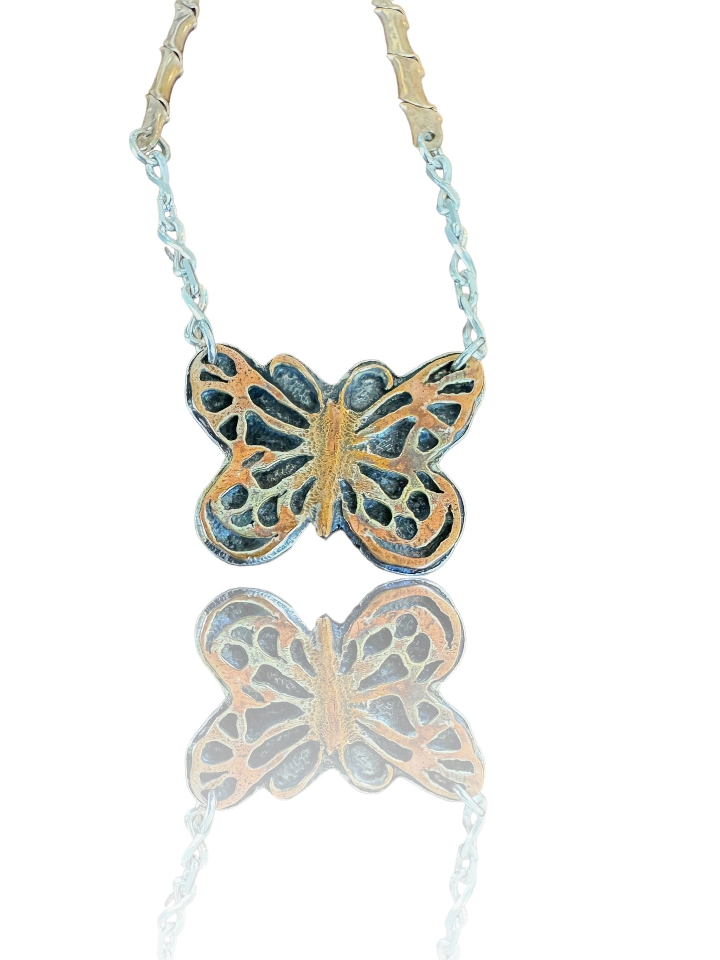 Butterfly Sterling and Bronze Necklace