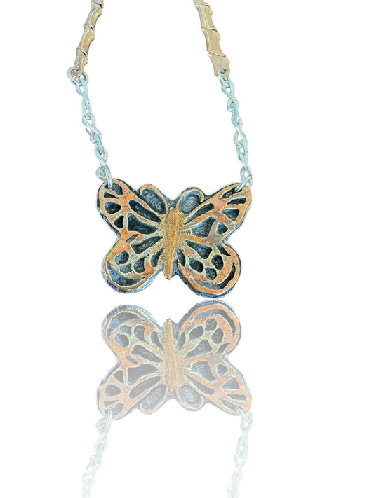 Butterfly Sterling and Bronze Necklace
