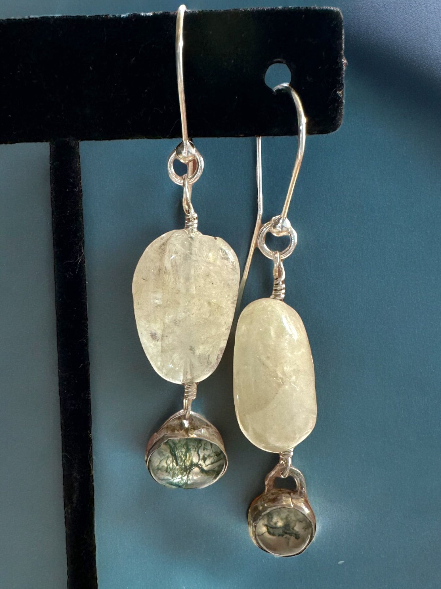 Aquamarine and Moss Agate Drops