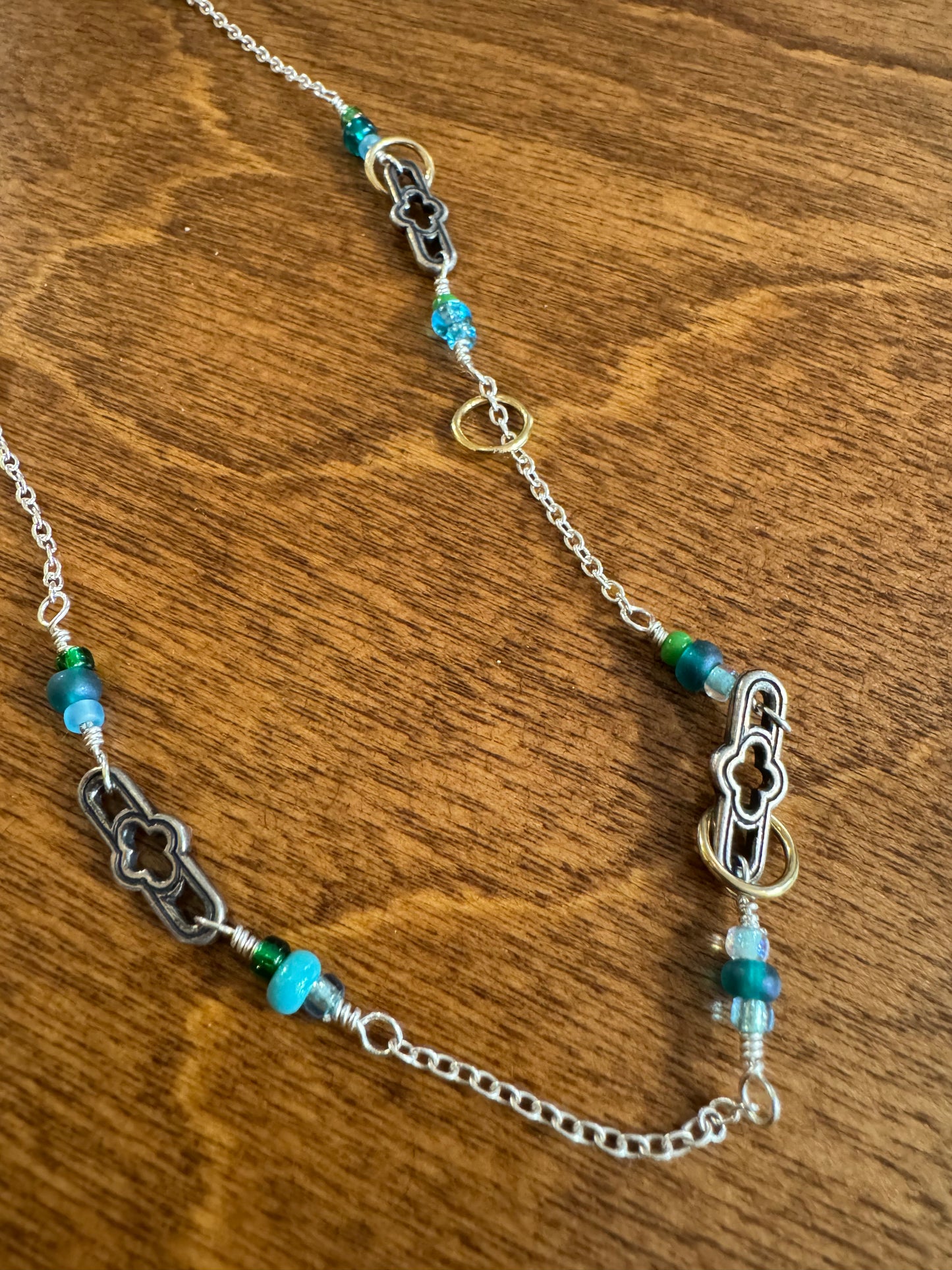 Convertible Mixed Media Turquoise Bead Station Necklace