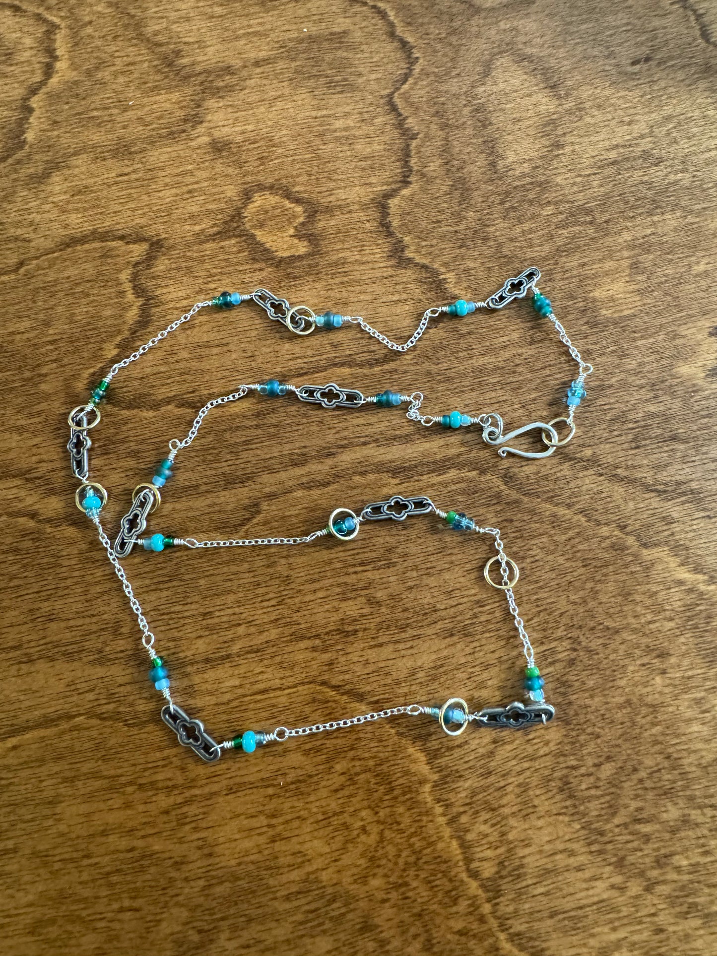 Convertible Mixed Media Turquoise Bead Station Necklace
