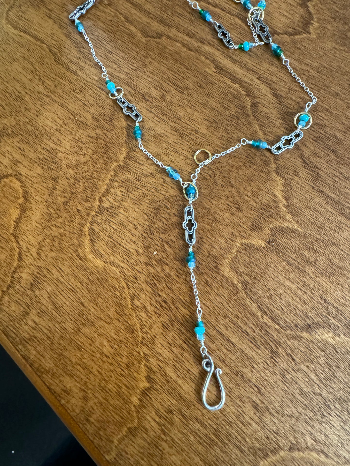 Convertible Mixed Media Turquoise Bead Station Necklace