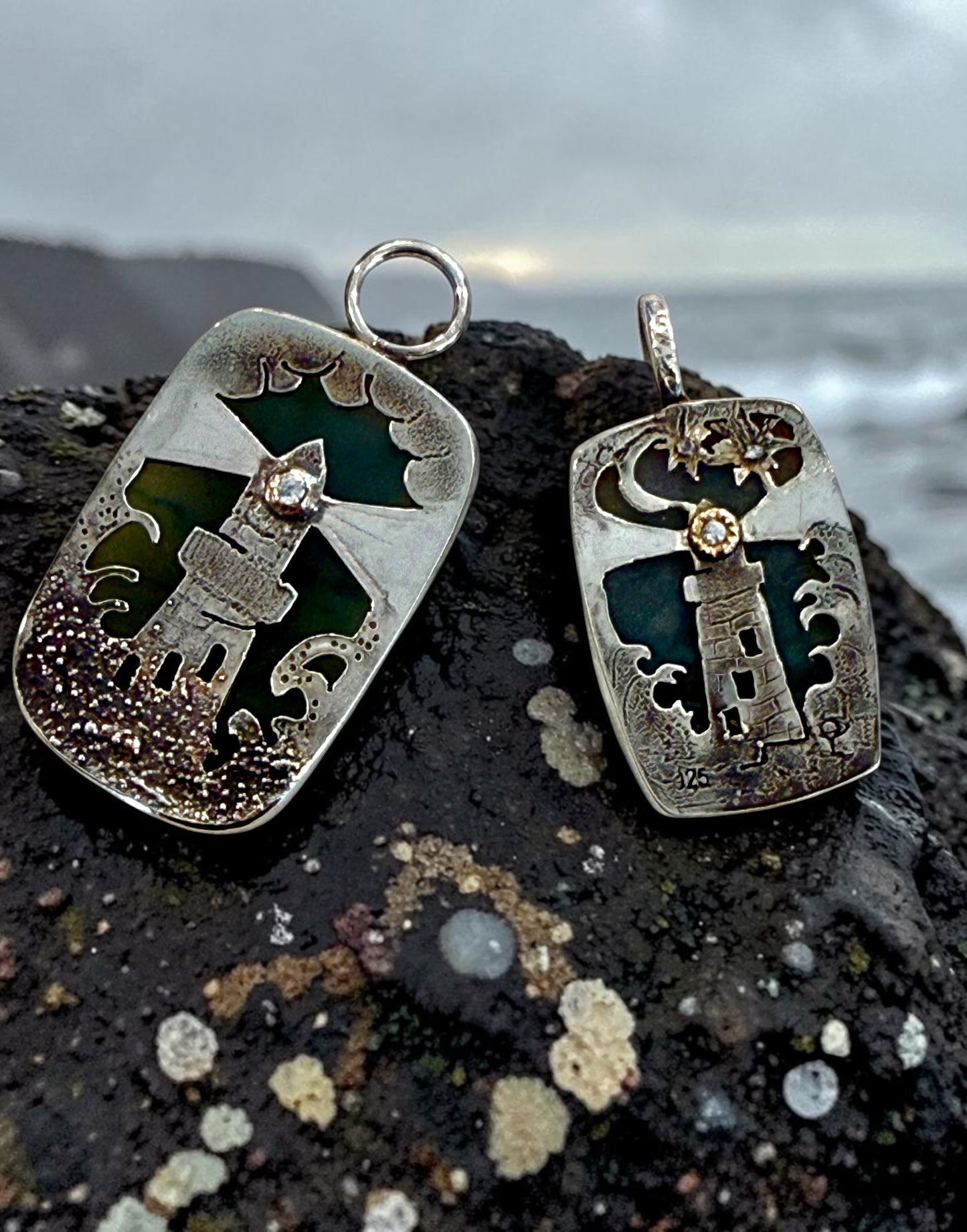 Opalized Wood Lighthouse Pendant