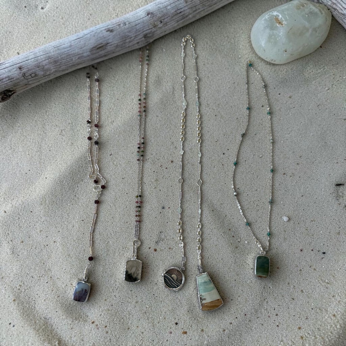 Agate Heron with Custom Tourmaline Chain