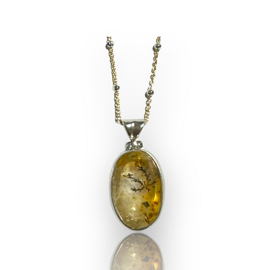 Petite Oval Dendritic Quartz Necklace