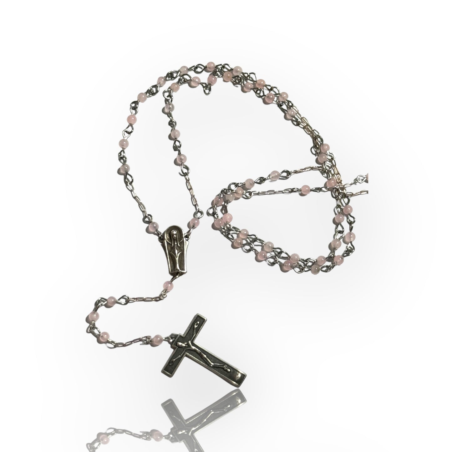 Rose Quarts and Sterling Silver Rosary