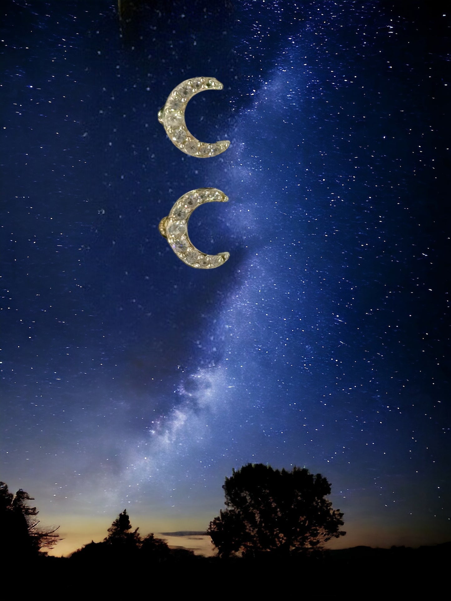 Celestial Micro-pave Moon Stud Earrings
