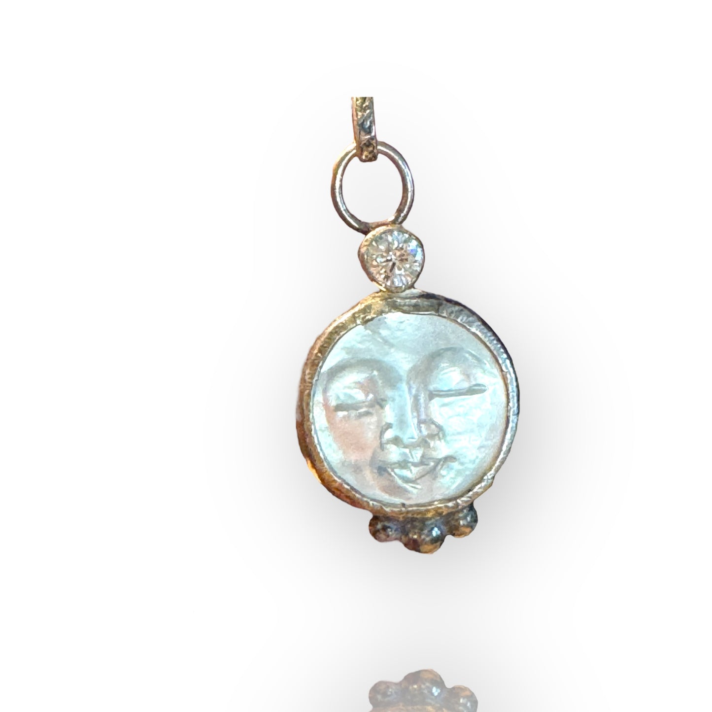 Celestial Mother of Pearl Moon Face Pendant