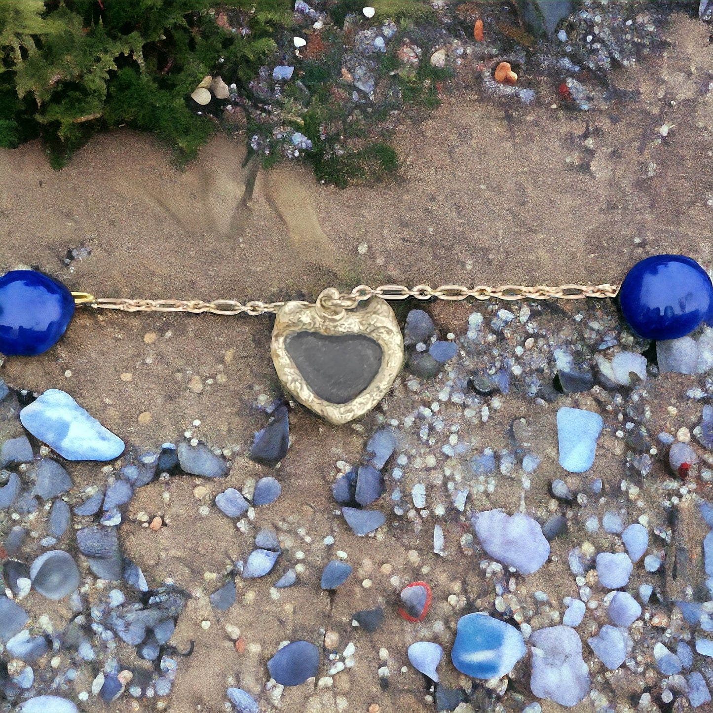 Sea Glass Heart Charm/ Pendant