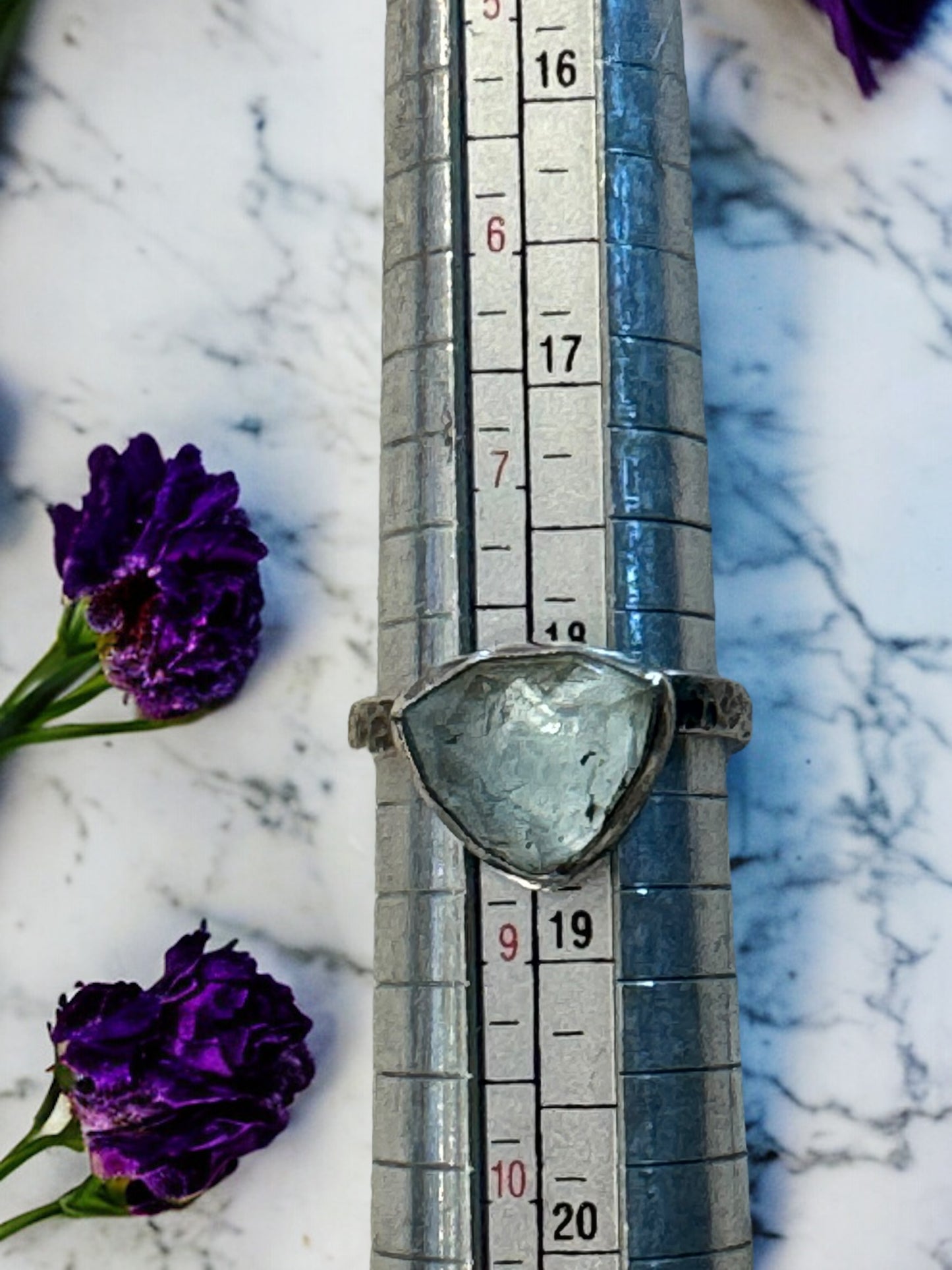 Goshenite Triangular Rosecut Ring