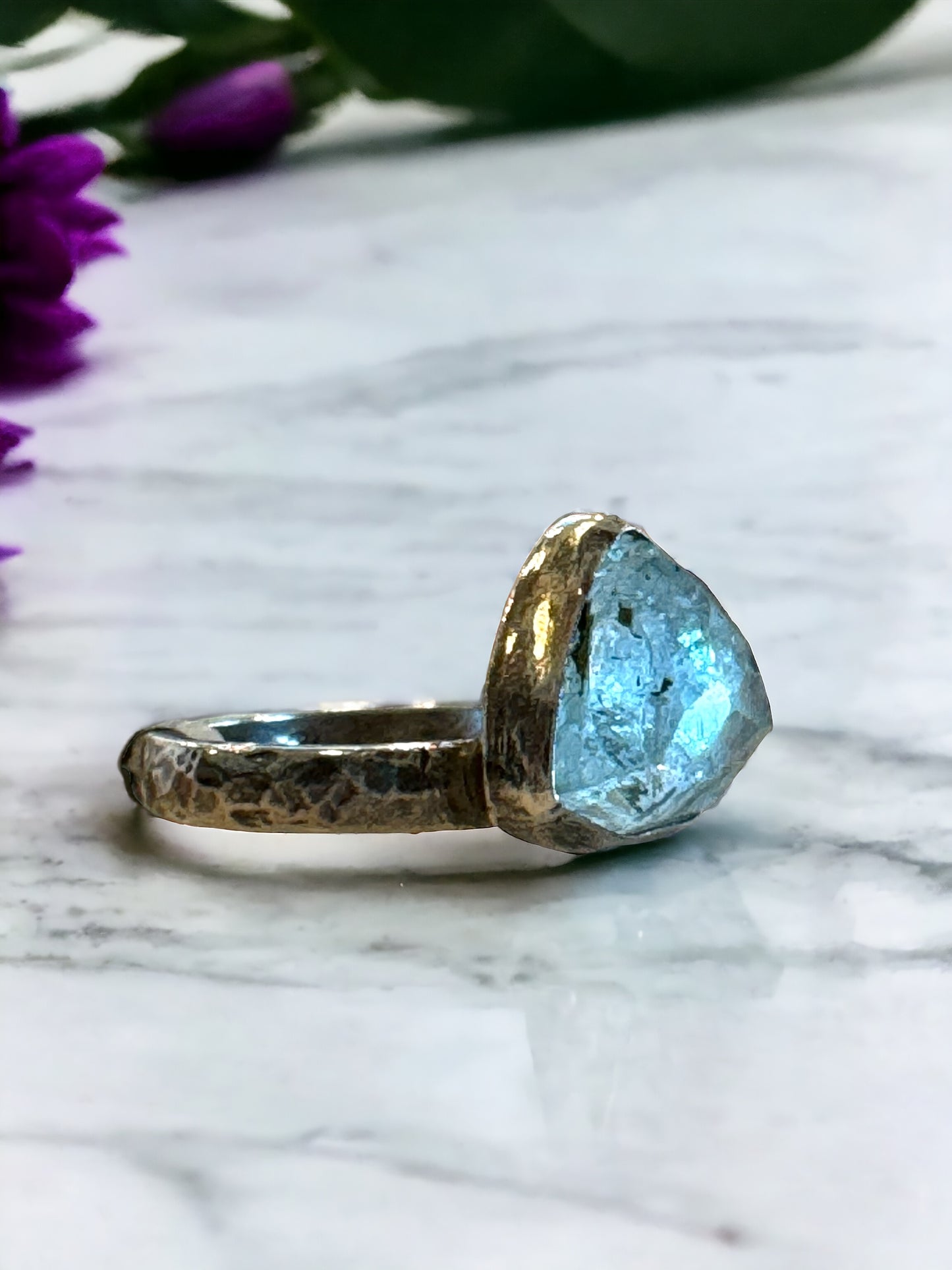 Goshenite Triangular Rosecut Ring