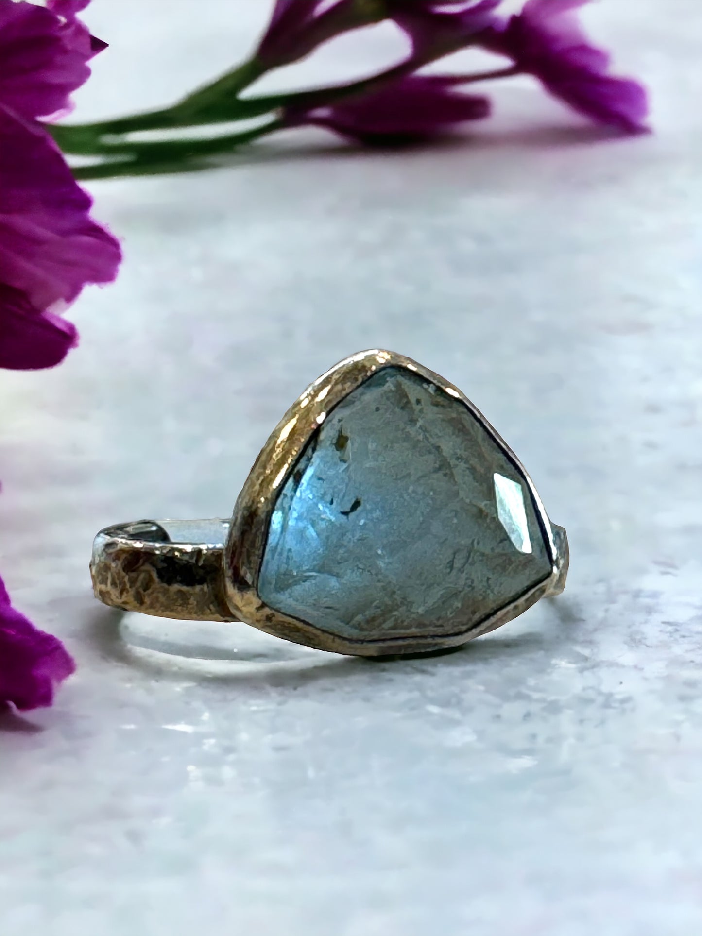 Goshenite Triangular Rosecut Ring