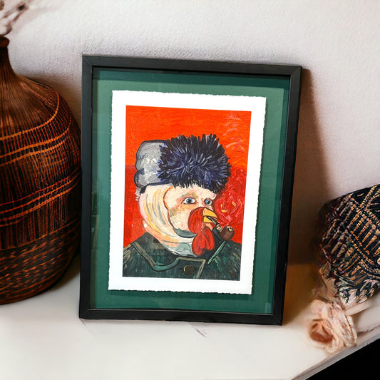 “Self Portrait as a Chicken with Bandaged Ear” Painting