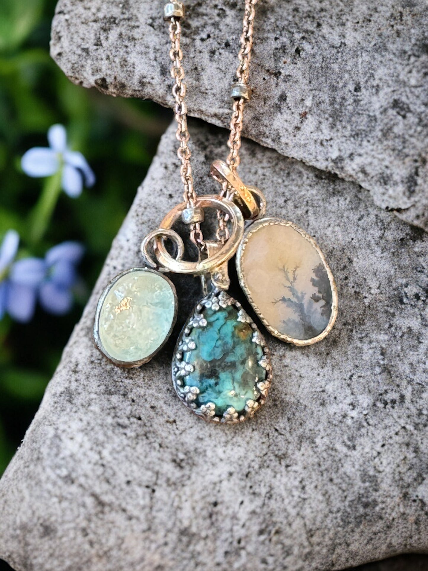 Turquoise Teardrop Pendant with Rose-Gold Bail