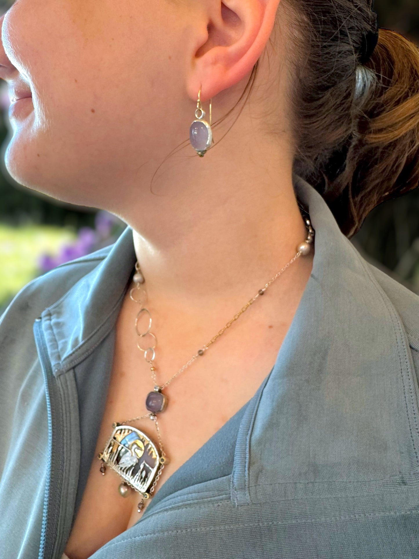 Chalcedony and Gold Dangles