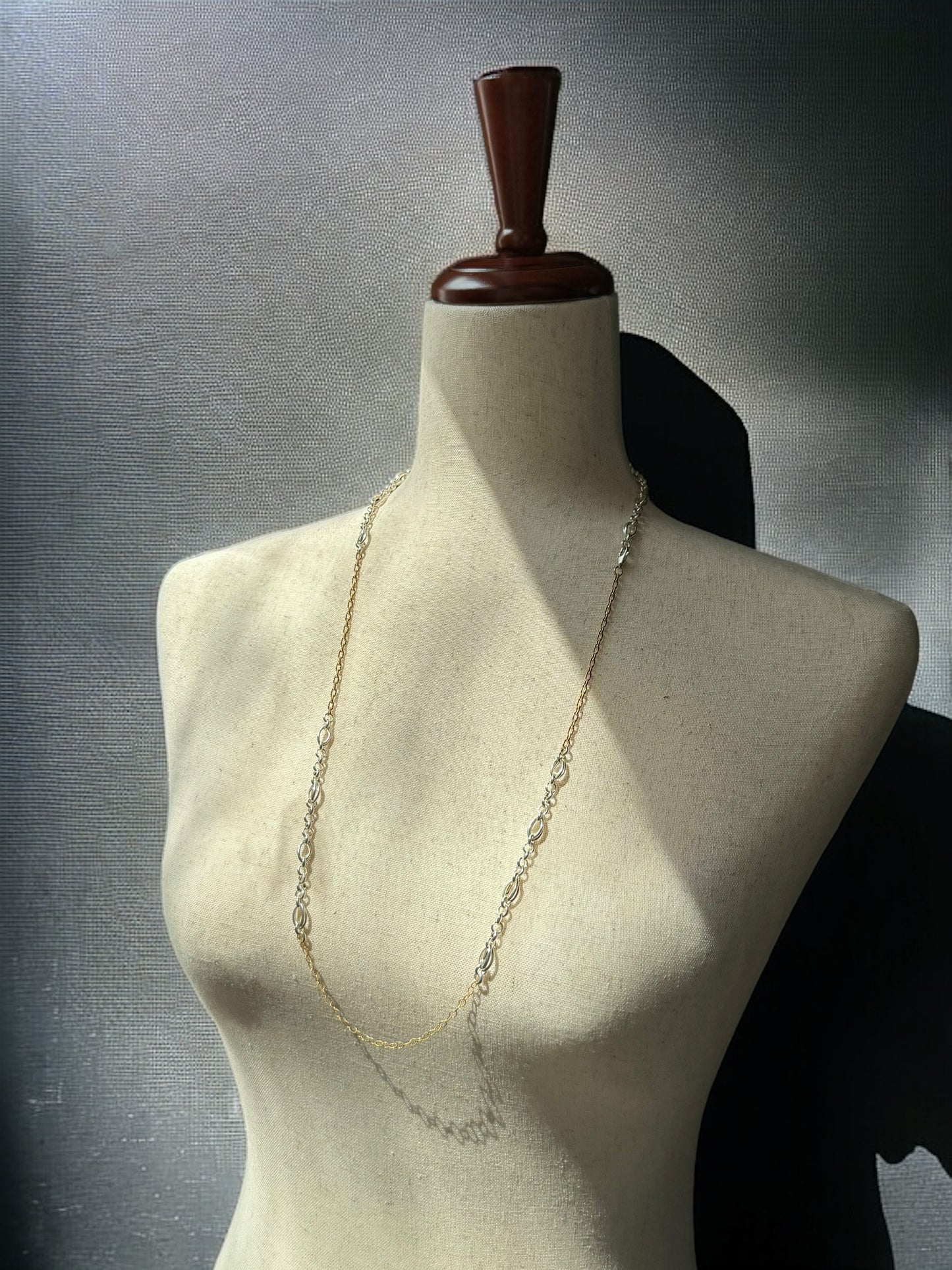 Mixed Media Sterling and 14kGF Long Chain