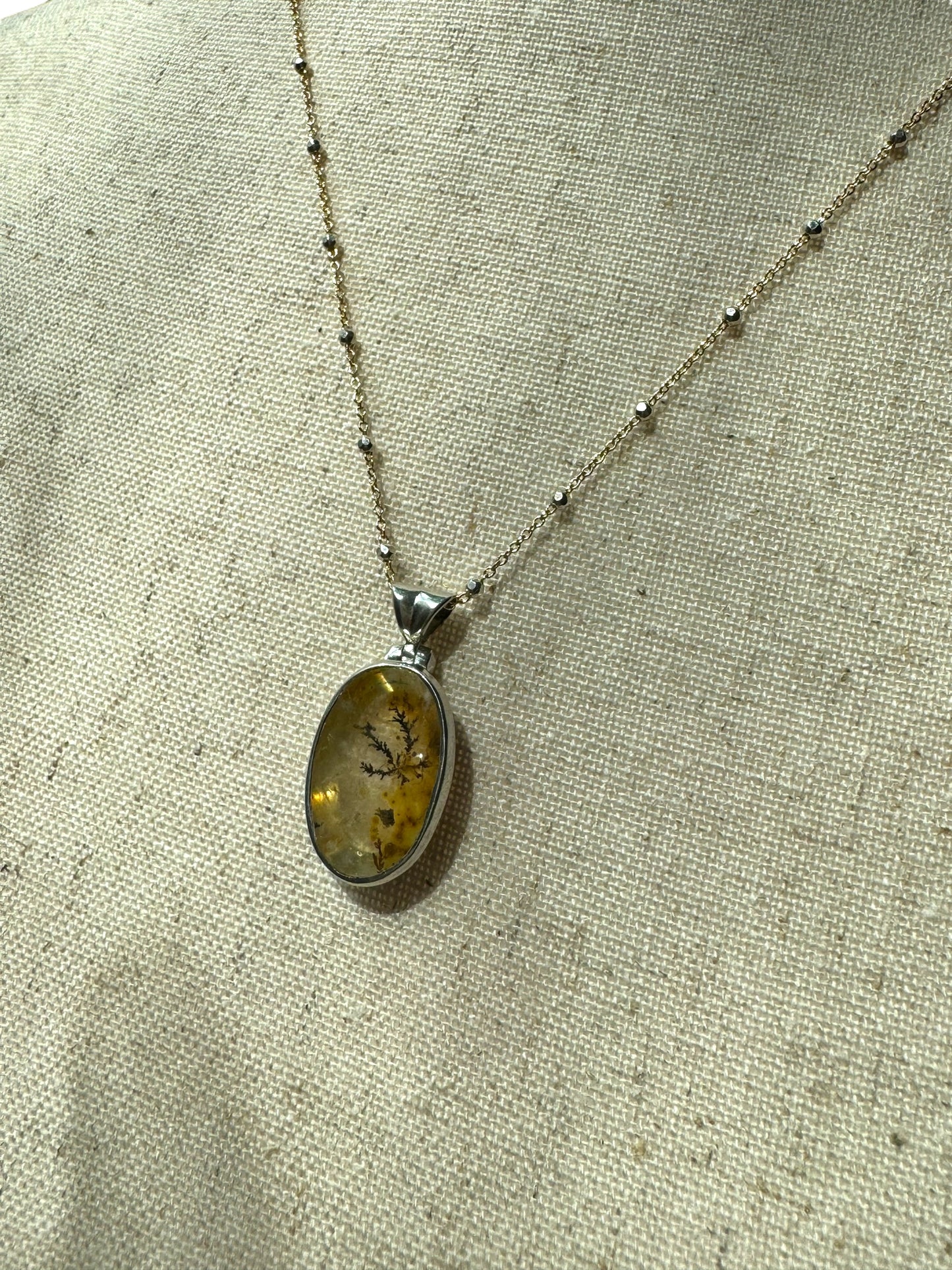 Petite Oval Dendritic Quartz Necklace