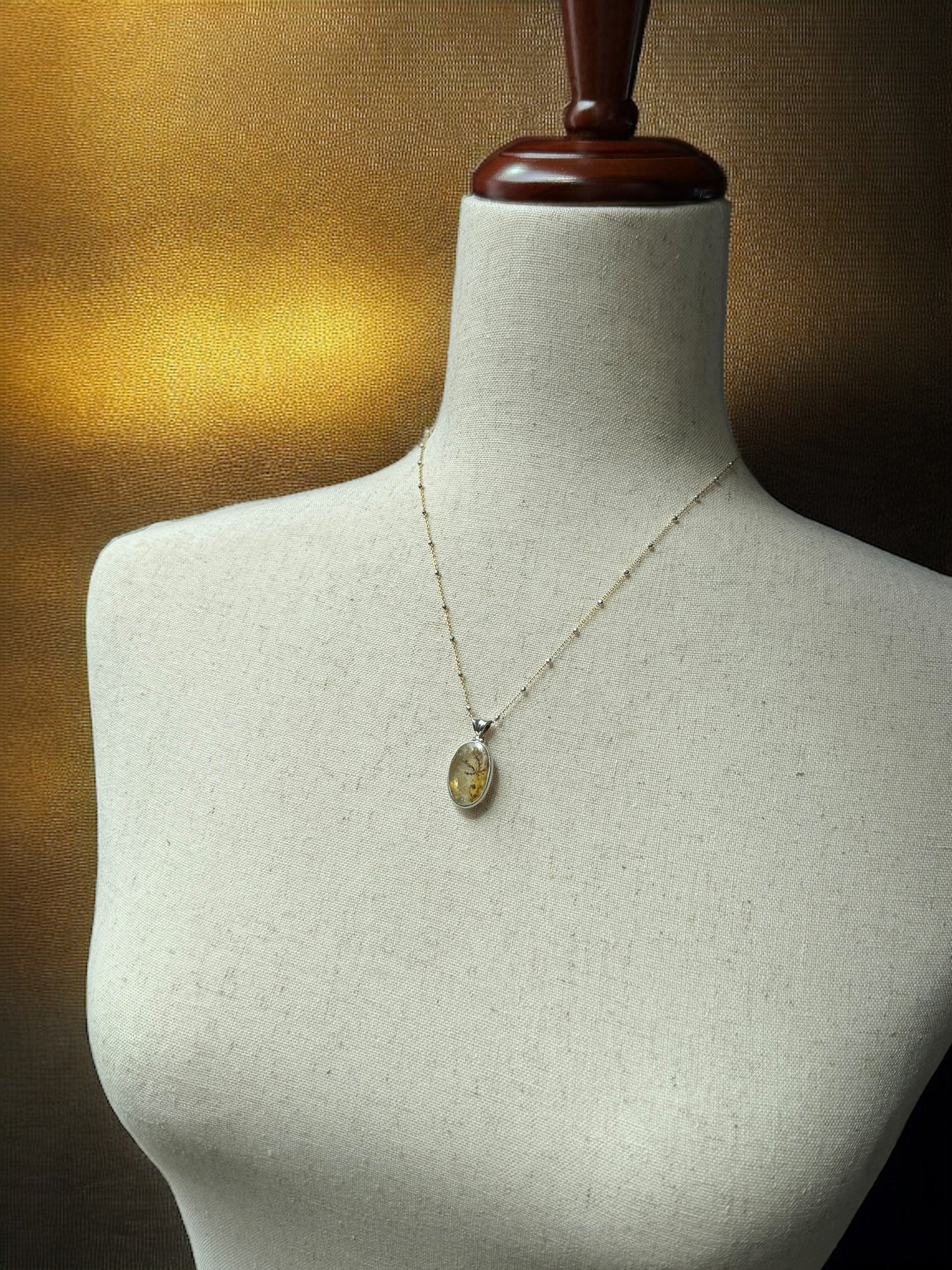 Petite Oval Dendritic Quartz Necklace