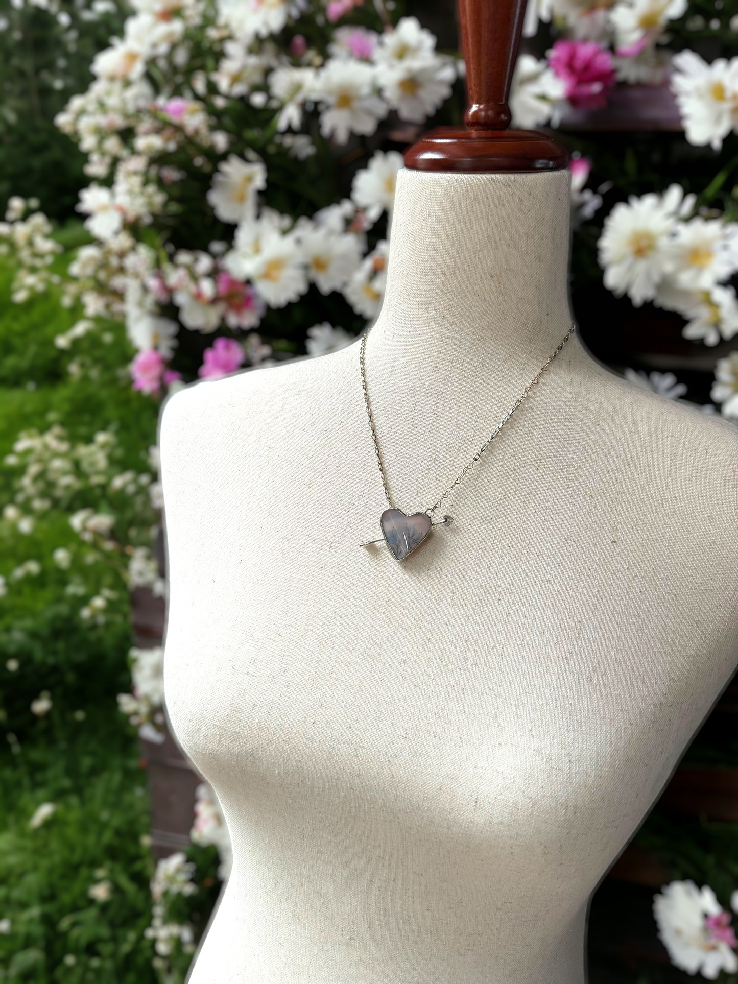 Dendritic Agate Heart Necklace
