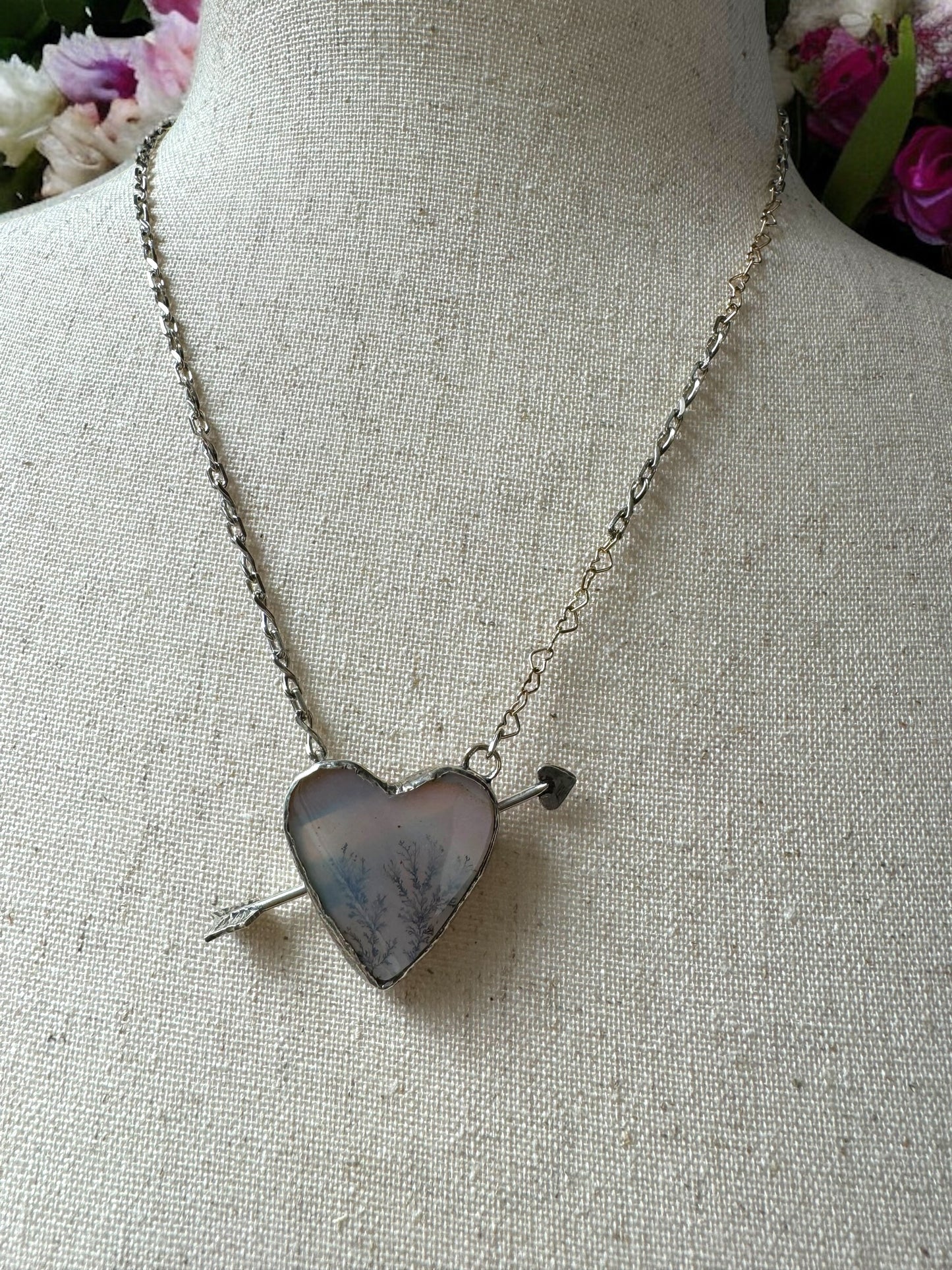 Dendritic Agate Heart Necklace