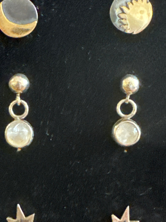 Moonstone Drops on Silver