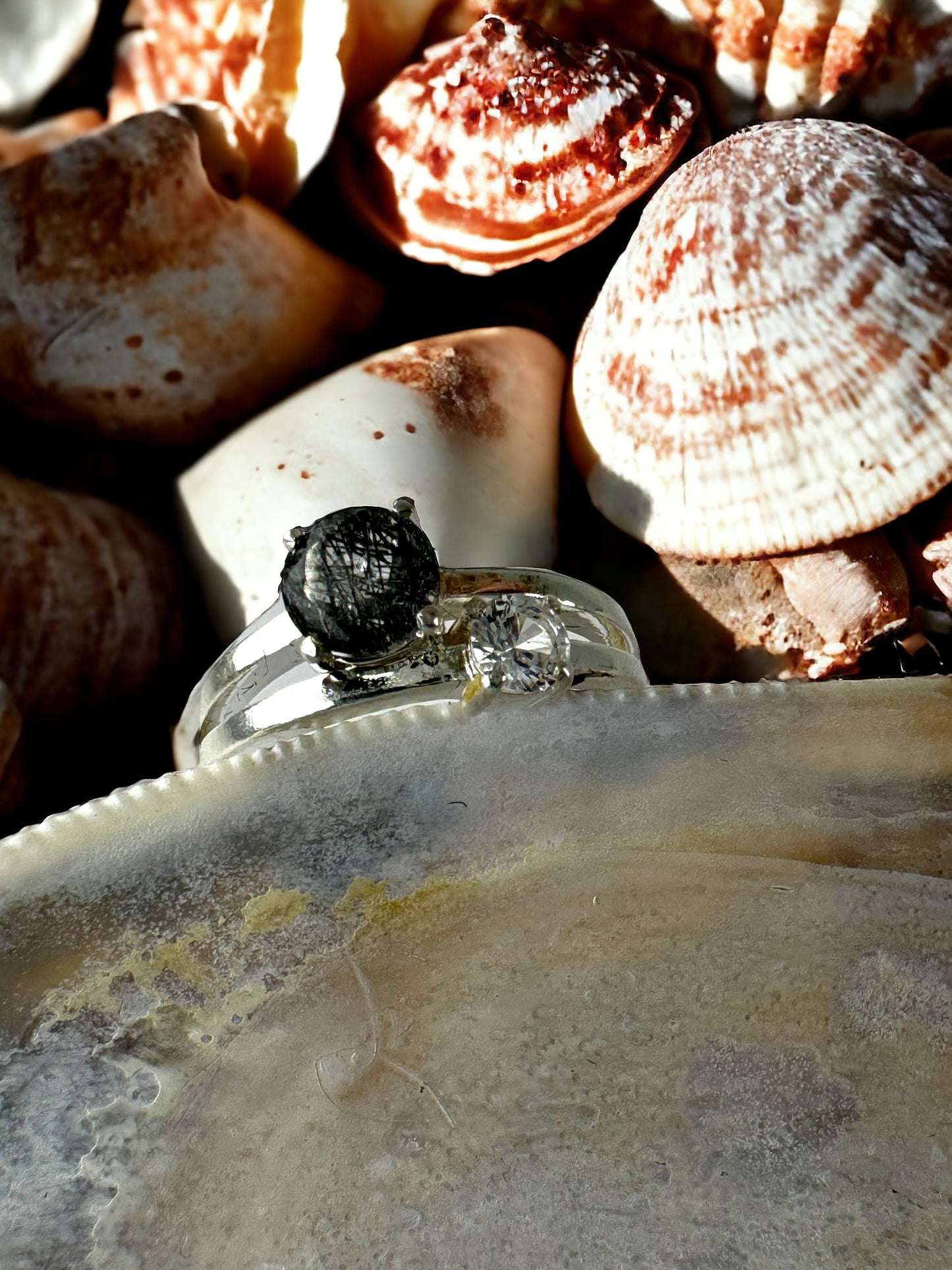 Rutilated Quartz and White Sapphire Ring