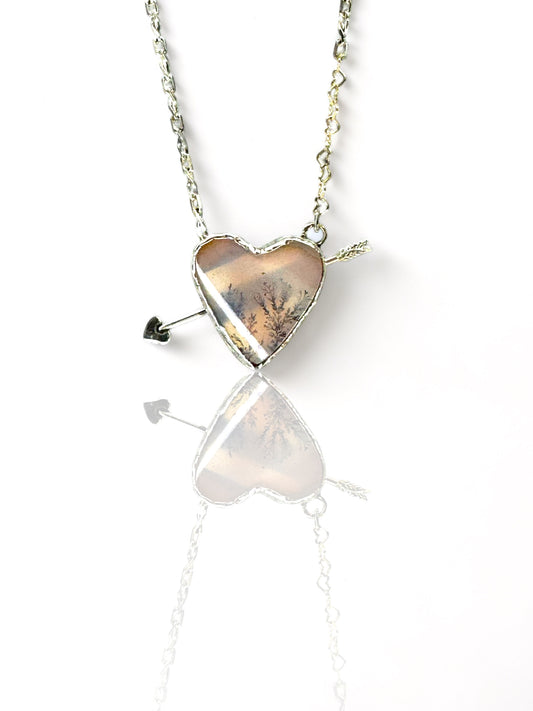 Dendritic Agate Heart Necklace