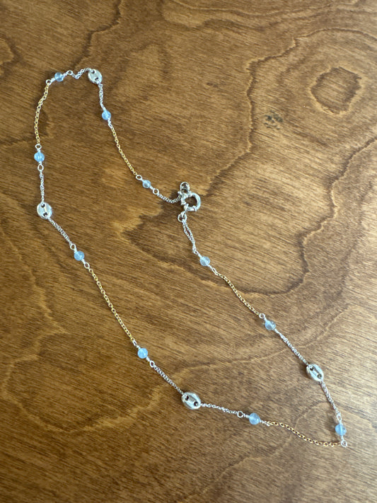 Aquamarine, Anchor Chain and GF Necklace