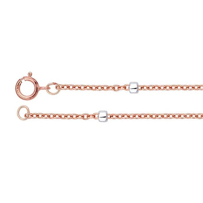14/20 Rose Gold-Filled 1.2mm Cable Chain with Sterling Silver 2.5mm Roundel Beads
