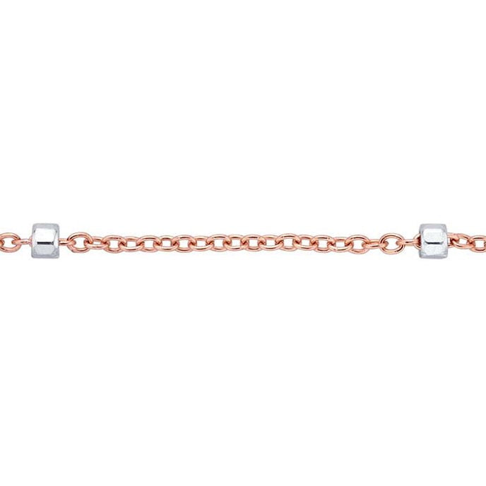 14/20 Rose Gold-Filled 1.2mm Cable Chain with Sterling Silver 2.5mm Roundel Beads
