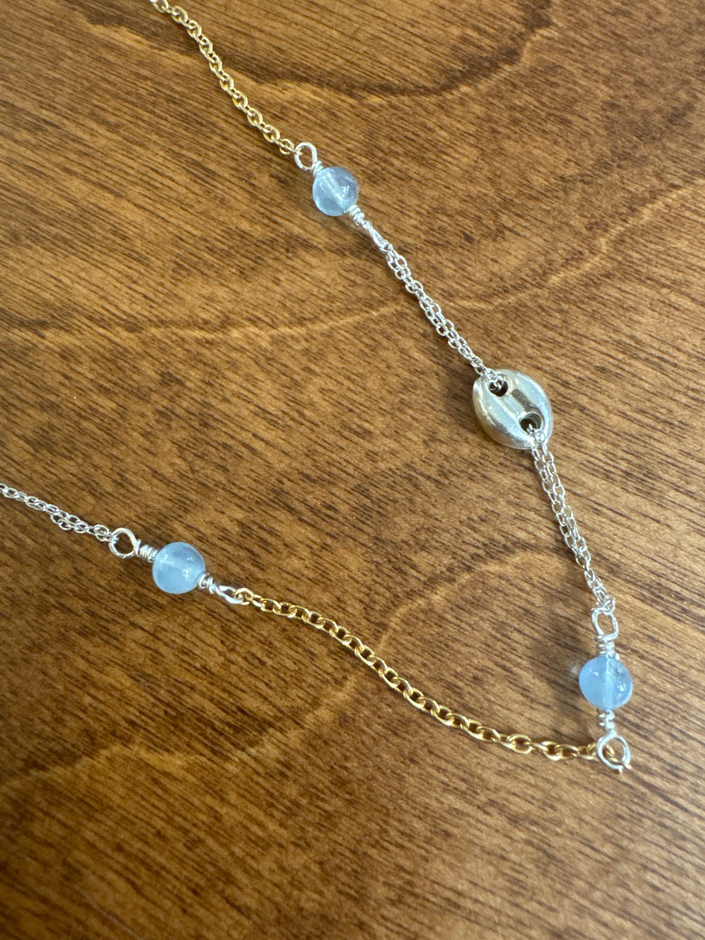 Aquamarine, Anchor Chain and GF Necklace