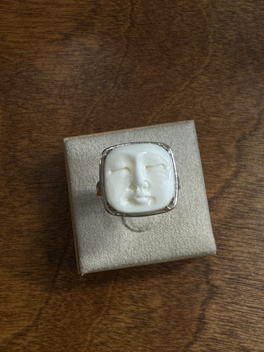 Celestial Square Moon Face Ring